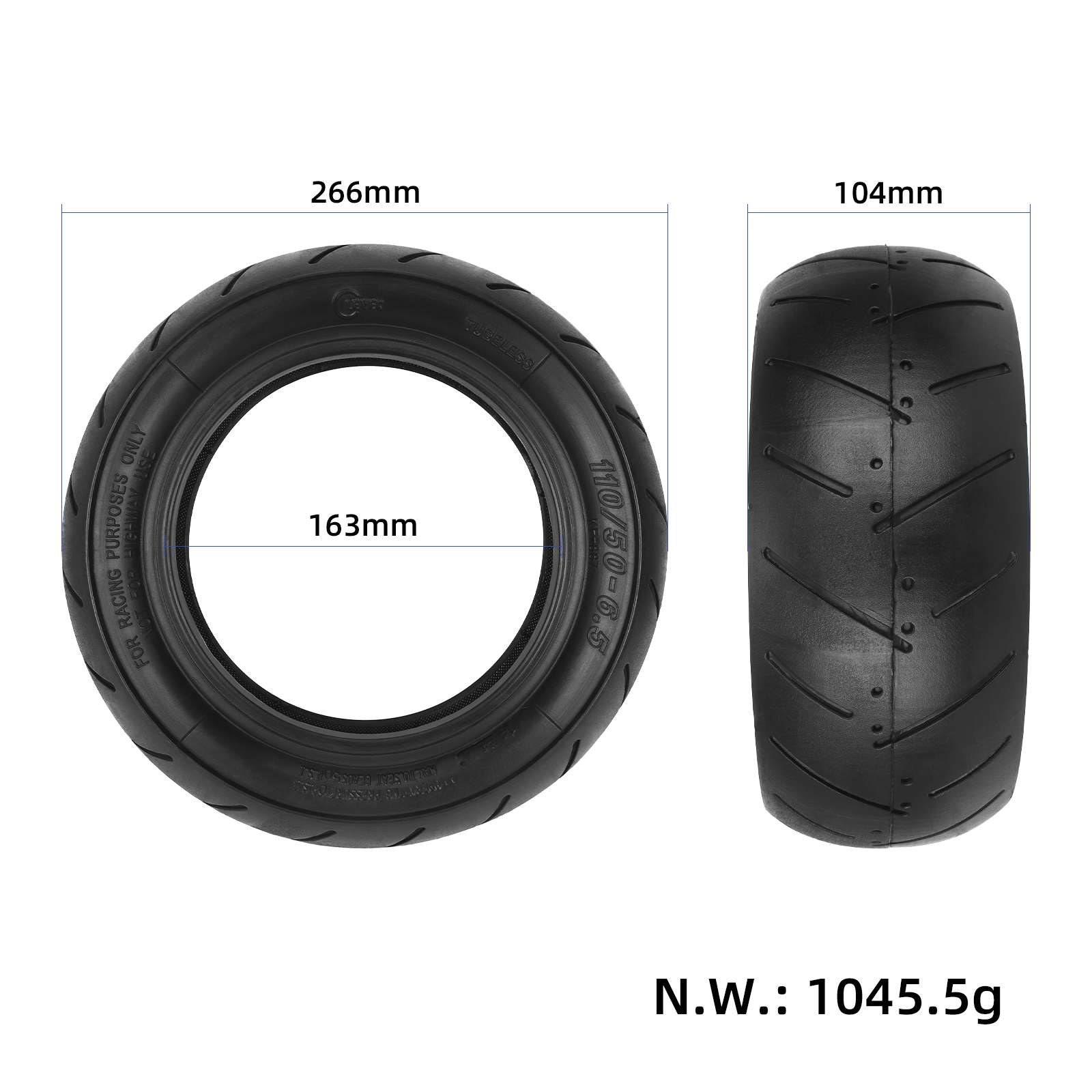 11 tum Tubeless Däck 110/50-6.5 - Elscooter / 49cc Pocketbike - Bild 3
