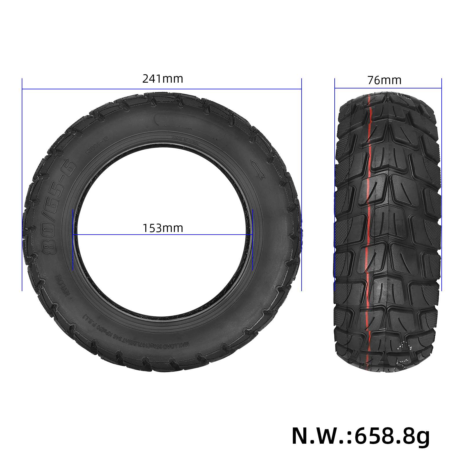 10 tum Offroad Däck 10x3 / 80/65-6 / 255x80 - Bild 2