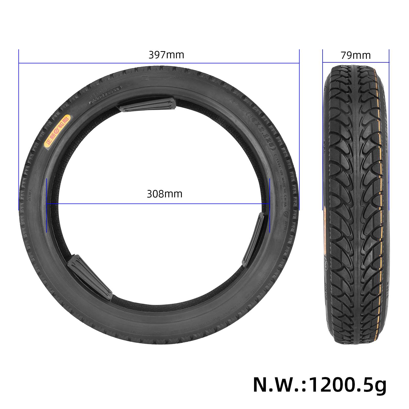 16 tum CST Tubeless Däck 16×2.125 57-305 till Elcykel / EUC - Bild 6