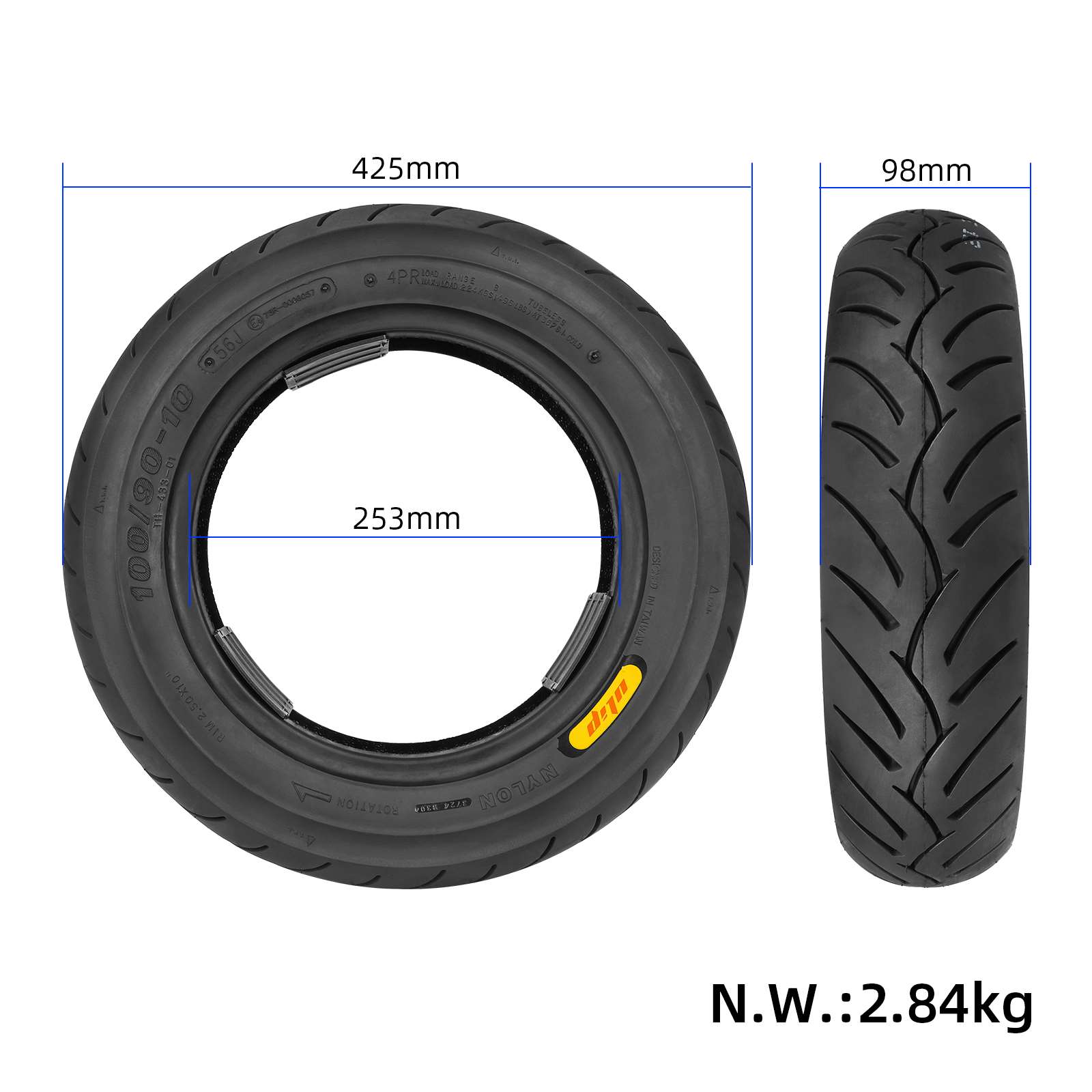 Tubeless Däck 100/90-10 – Moped / Skoter (Premium) - Bild 5