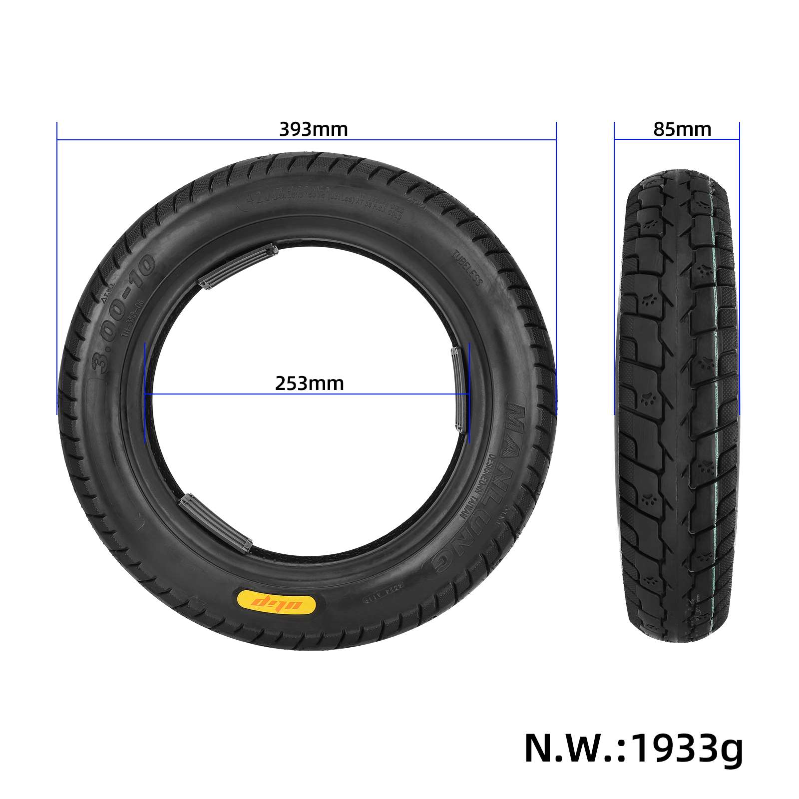 Tubeless Anti-slip Däck 3.00-10 - Dirtbike / Scooter / Moped - Bild 3