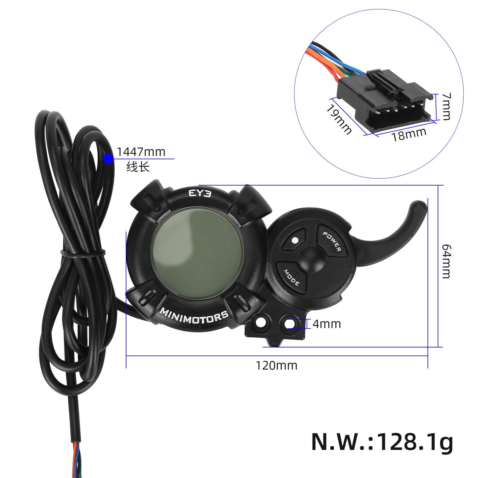 Minimotors EY3 LCD Display till Kaabo Elscooter - Bild 3