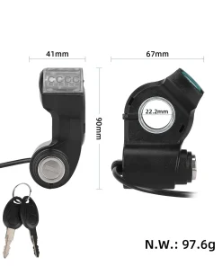 Alternative view of Tändningslås med voltmätare 3-pin - Ewheels E7 / Kugoo Elscooter